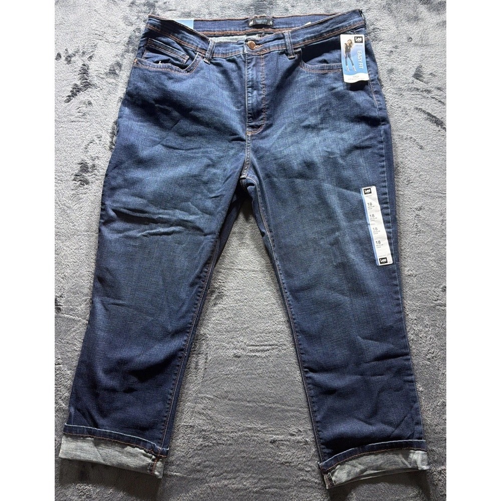 Lee Women's Easy Fit Dallas Crop Crop Just Below the Waist Blue Jeans 18M NWT